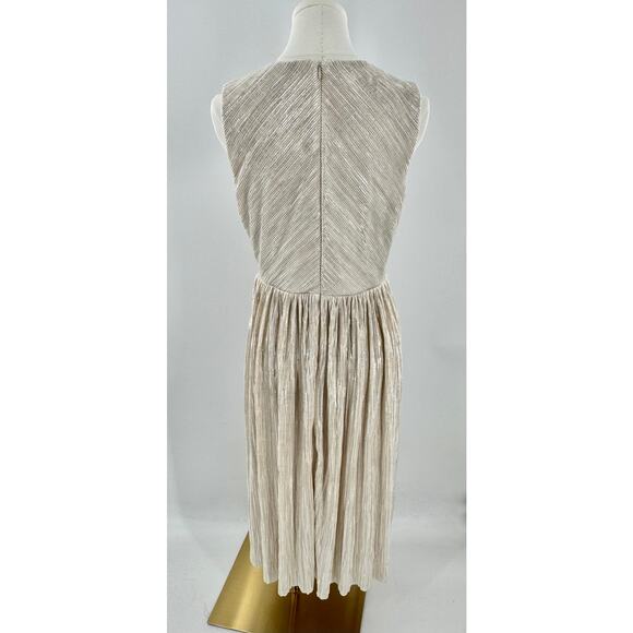 Ivy & Blu Ivory Gold Dress Midi Sleeveless Party Occasion Metallic 6 M - Picture 4 of 11
